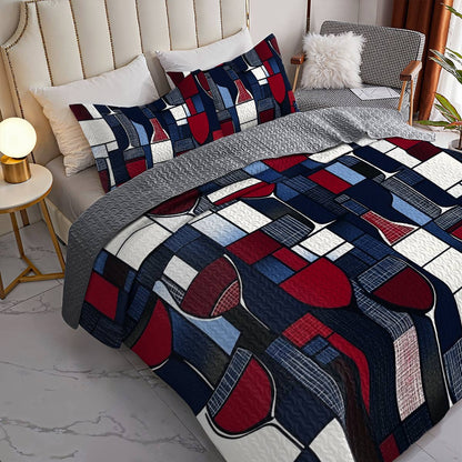 Shineful All Season Quilt 3-Piece Set Dreamy Wine Lovely
