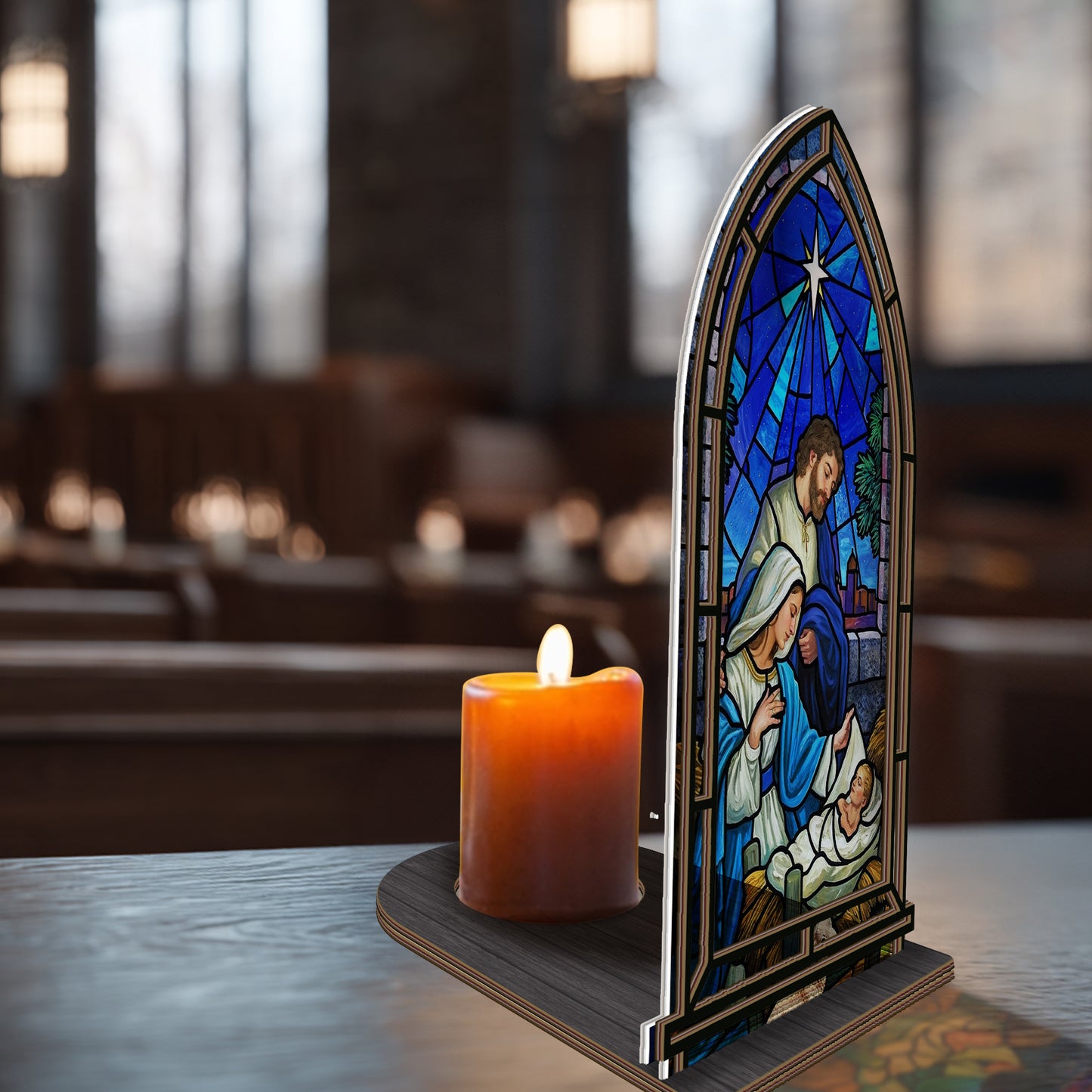 Shineful Suncatcher Candle Holder Holy Family Light