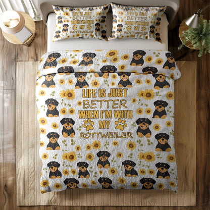 Shineful All Season Quilt 3-Piece Set Sunny Days with My Rottweiler