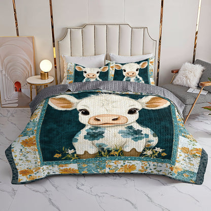 Shineful All Season Quilt 3-Piece Set Adorable Floral Calf