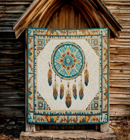 Shineful Flat Print Faux Quilt Blanket Spirit Feather