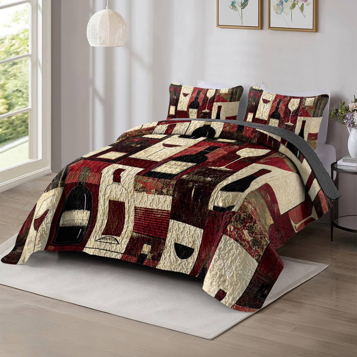 Shineful All Season Quilt 3-Piece Set Angelic Wine