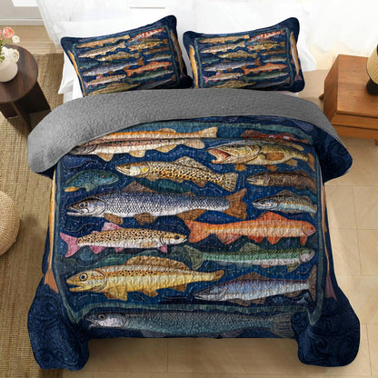 Shineful All Season Quilt 3-Piece Set Fishlife