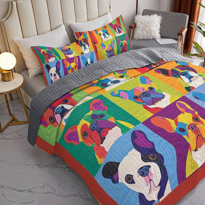 Shineful All Season Quilt 3-Piece Set Vibrant Bulldogs