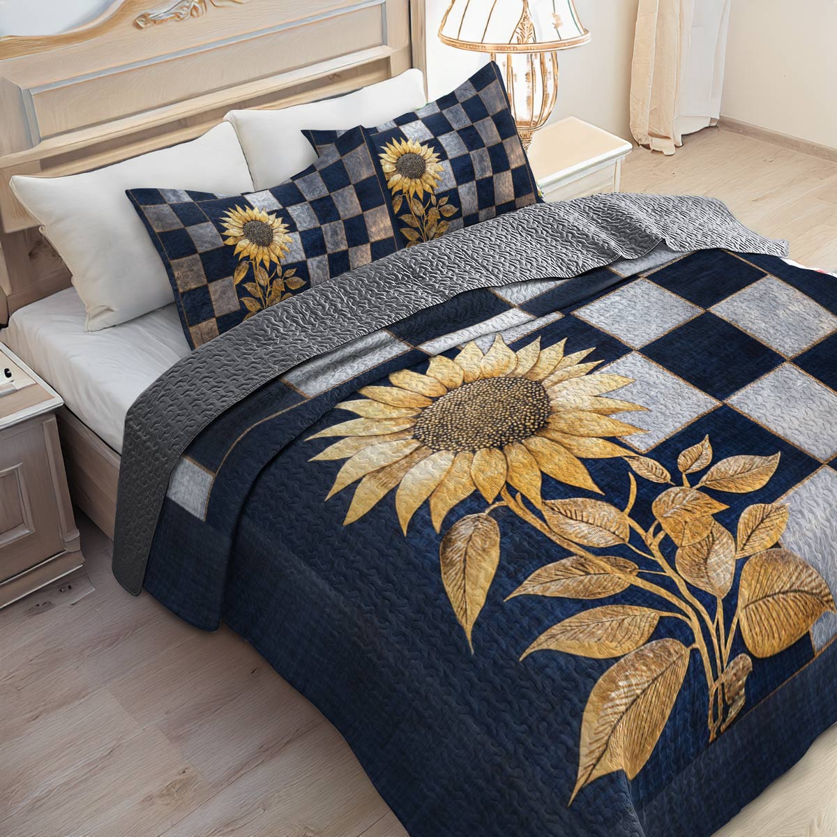 Shineful All Season Quilt 3-Piece Set Sunflower Elegance