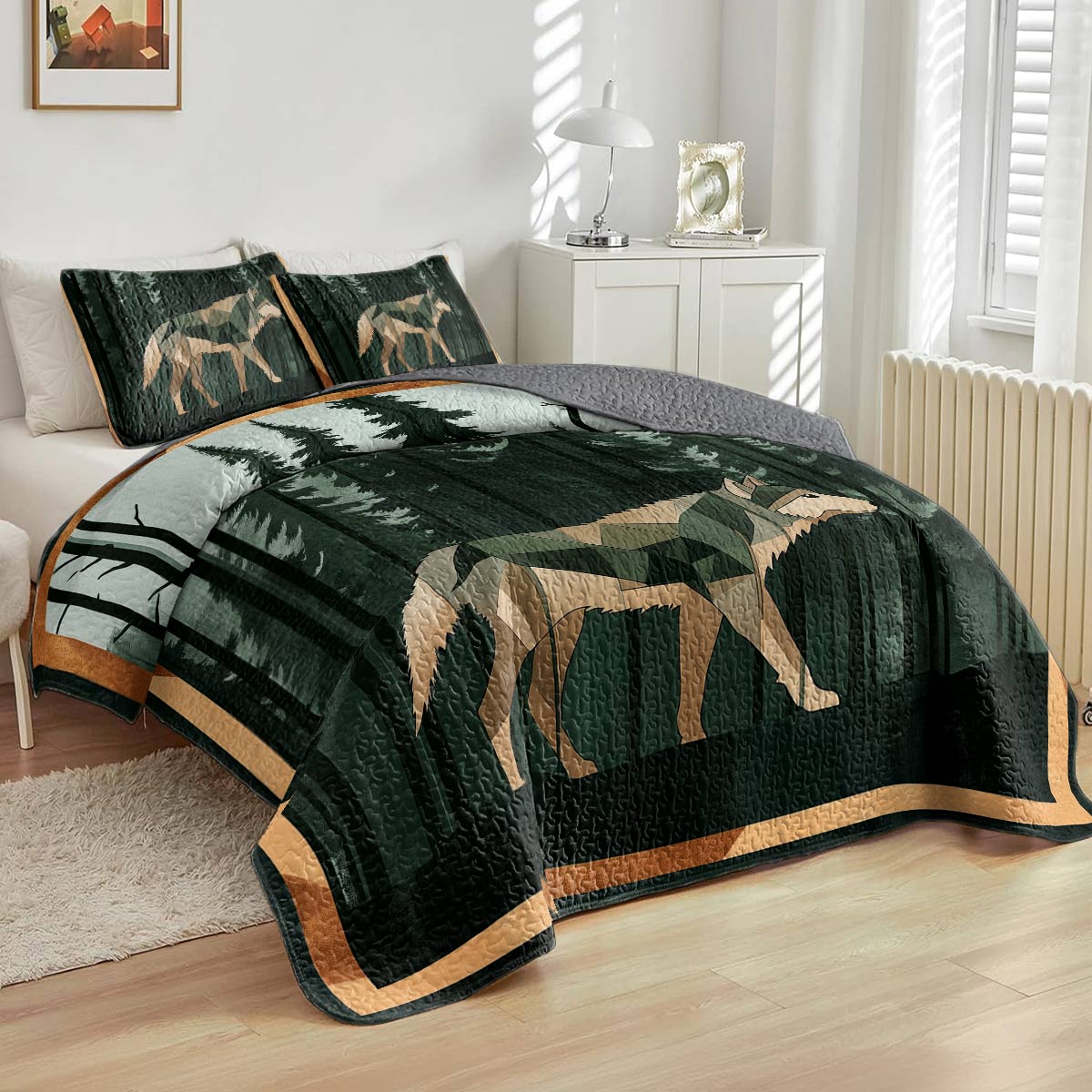 Shineful All Season Quilt 3-Piece Set - Wolf Wilderness