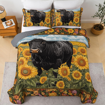 Shineful All Season Quilt 3-Piece Set - Angus cattle