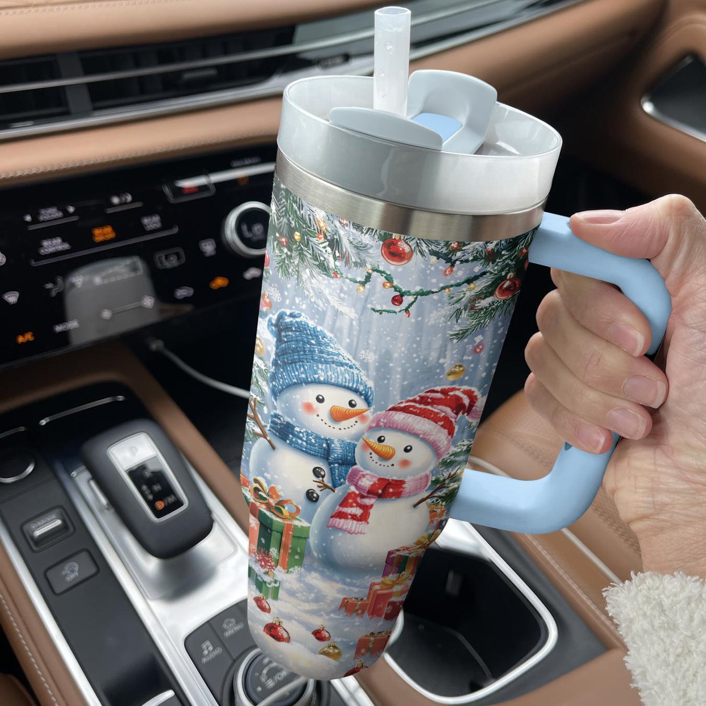 Shineful Tumbler Frosty Snowman Couple