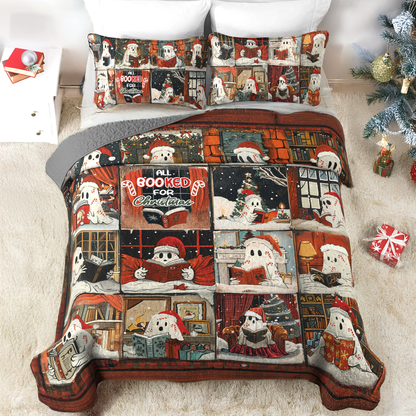 Shineful All Season Quilt 3-Piece Set Christmas Bookish Candy Boo