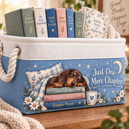 Shineful Dachshund Book Lover Book Basket