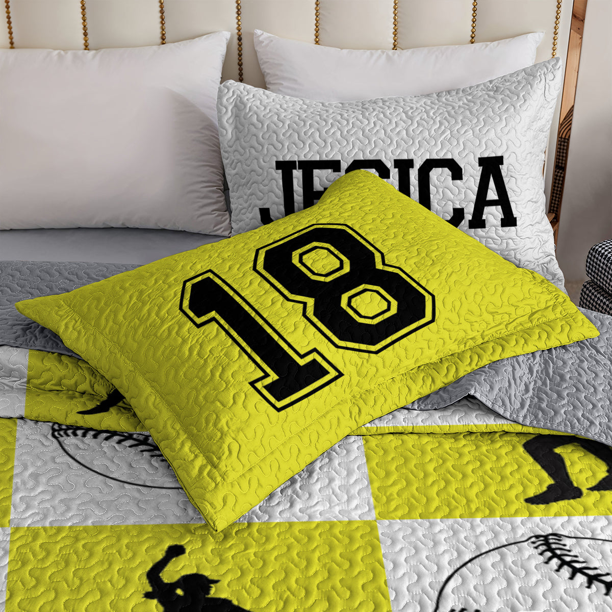 Shineful All Season Quilt 3-Piece Set Personalized Softball