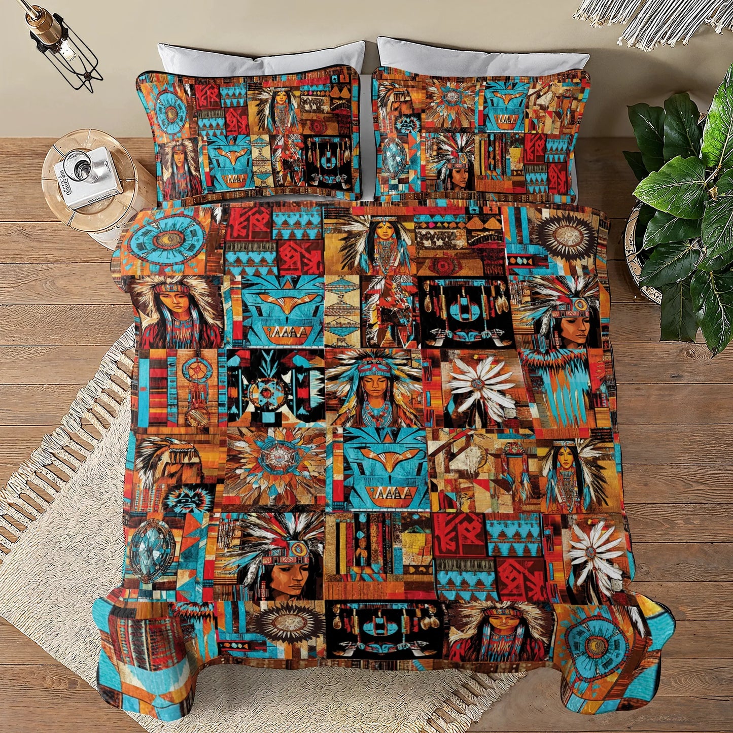 Shineful All Season Quilt 3-Piece Set  Native American Bold Tribal
