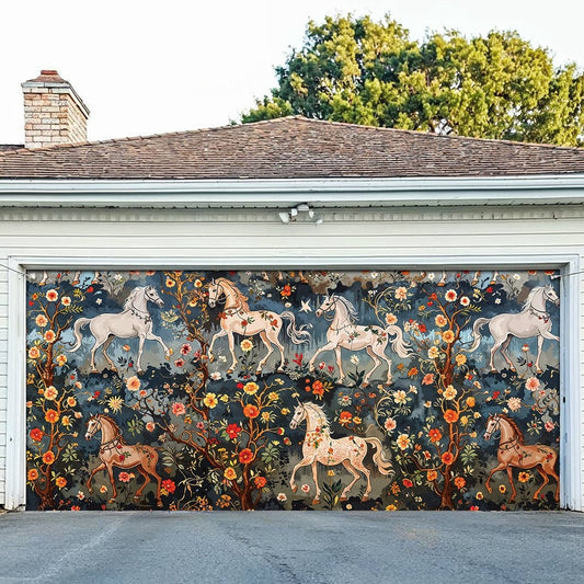 Shineful Garage Door Banner Decoration Mystery Horses