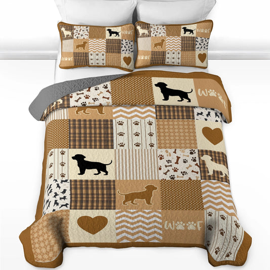Shineful All Season Quilt 3-Piece Set Labrador Love Patchwork