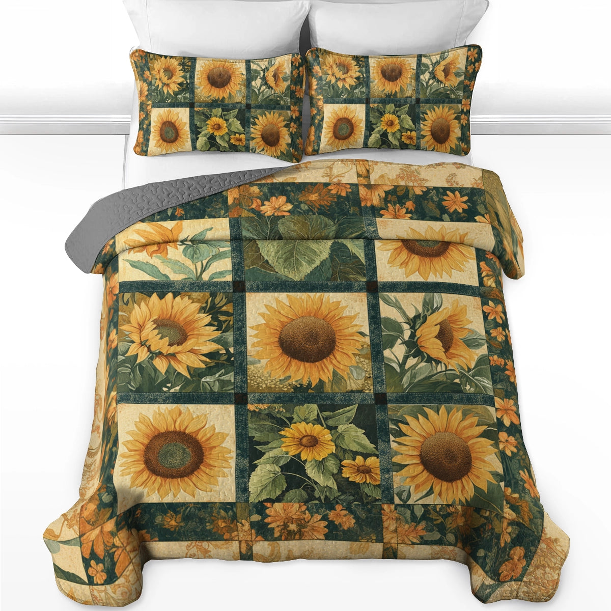 Shineful All Season Quilt 3-Piece Set Sunflower Harvest Comfort