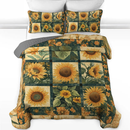 Shineful All Season Quilt 3-Piece Set Sunflower Harvest Comfort