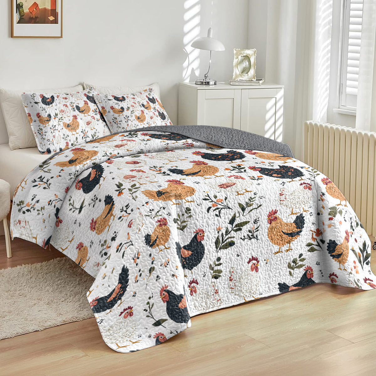 Shineful All Season Quilt 3-Piece Set Farmhouse Chicken