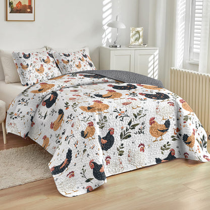 Shineful All Season Quilt 3-Piece Set Farmhouse Chicken