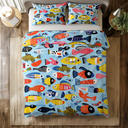 Shineful All Season Quilt 3-Piece Set Vibrant Fish