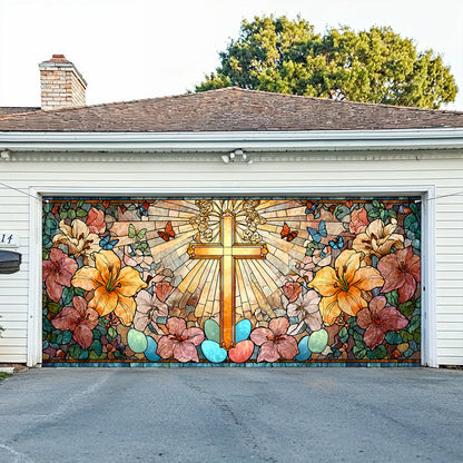 Shineful Garage Door Banner Decoration Radiant Cross Easter