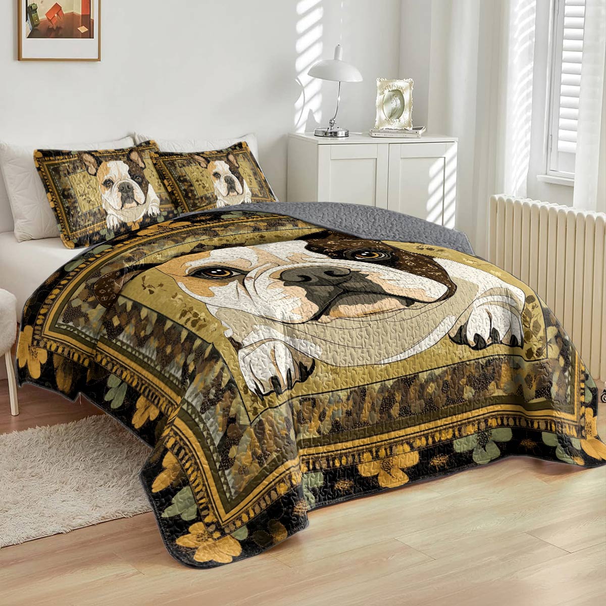 Shineful All Season Quilt 3-Piece Set Bulldog Bliss