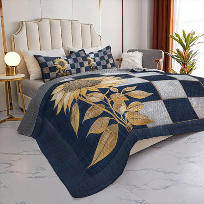 Shineful All Season Quilt 3-Piece Set Sunflower Elegance