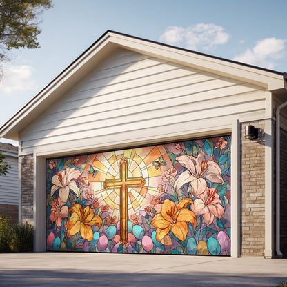 Shineful Garage Door Banner Decoration Easter Radiant Cross