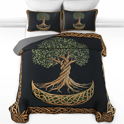 Shineful All Season Quilt 3-Piece Set - Irish Celtic Tree of Life