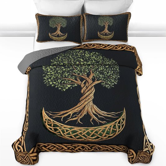 Shineful All Season Quilt 3-Piece Set - Irish Celtic Tree of Life
