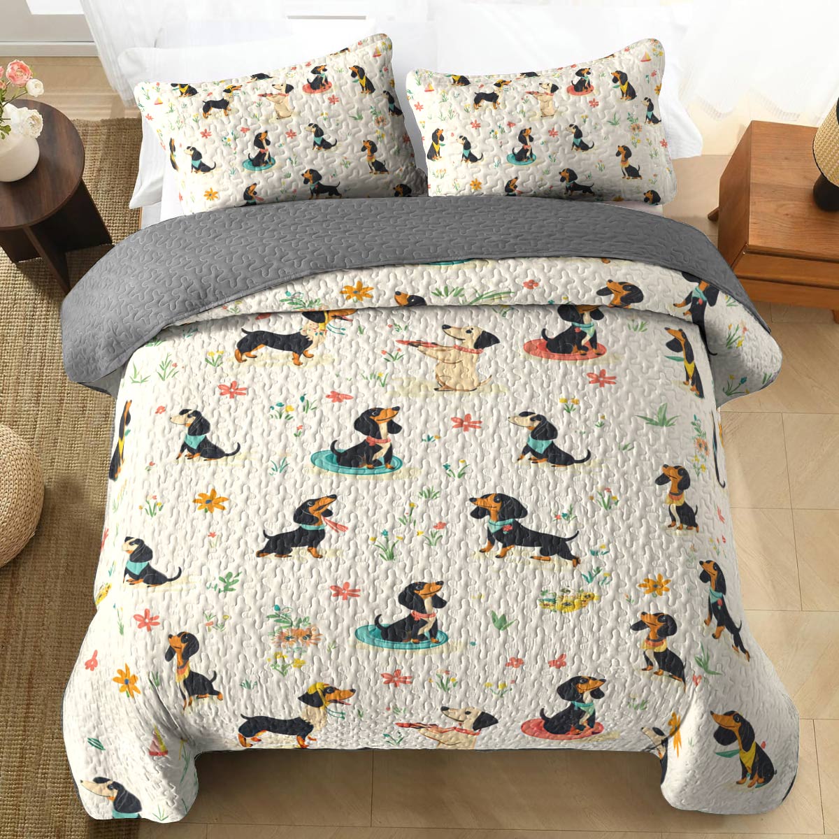 Shineful All Season Quilt 3-Piece Set Wiener Dachshund Wonders
