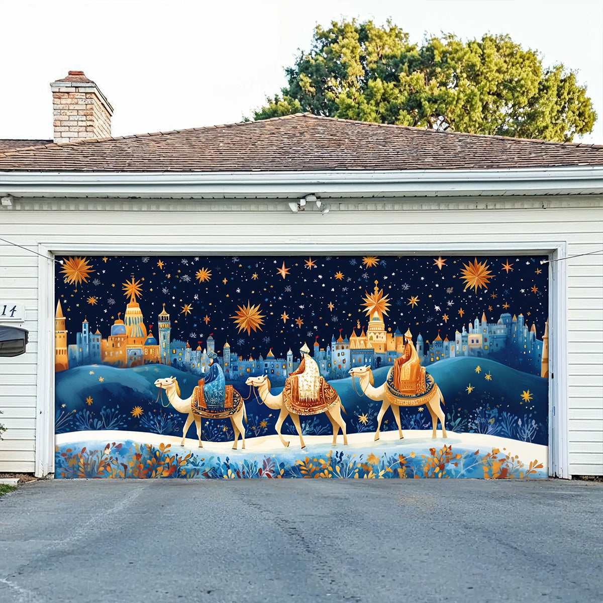 Shineful Garage Door Banner Decoration The Epiphany Night