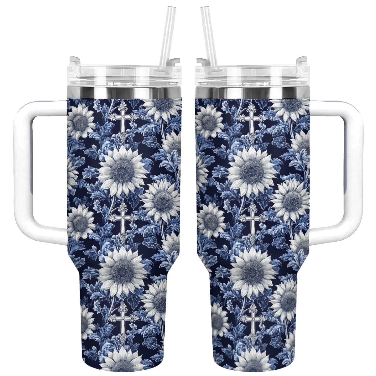 Shineful Tumbler Midnight Blue Sunflower Cross