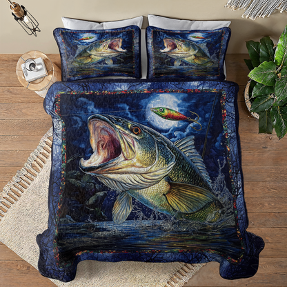 Shineful All Season Quilt 3-Piece Set Stateliness Largemouth Bass