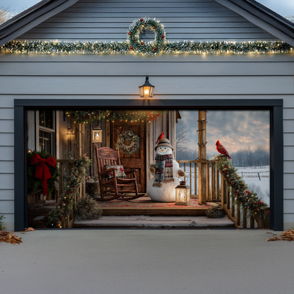 Shineful Garage Door Banner Decoration Cozy Cabin Porch Christmas