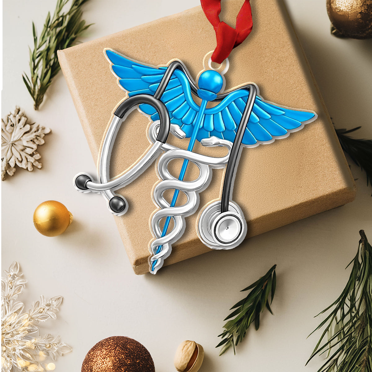 Shineful 2D Acrylic Ornament - Medical Caduceus