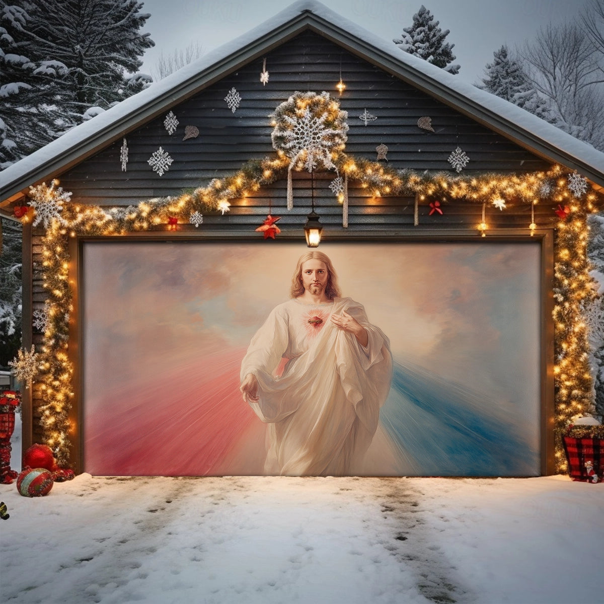 Shineful Garage Door Banner Decoration Divine Mercy Revealed