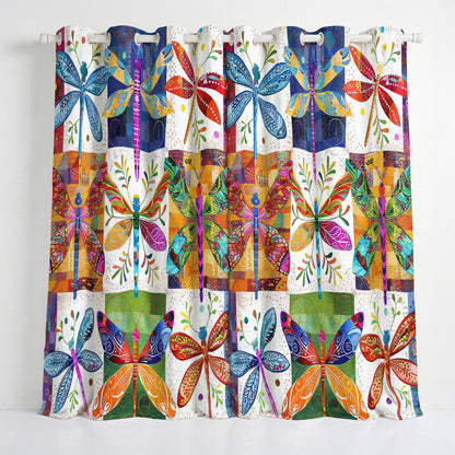 Shineful Quilted Curtain Dragonfly Bloom