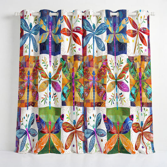 Shineful Quilted Curtain Dragonfly Bloom