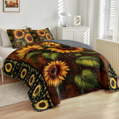 Shineful All Season Quilt 3-Piece Set Sunflower Garden v1