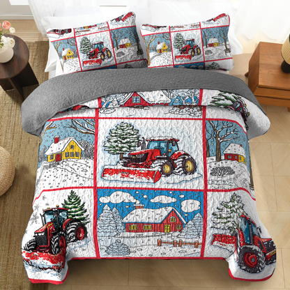 Shineful All Season Quilt 3-Piece Set - Snow Farm Pattern