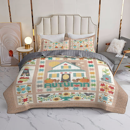 Shineful All Season Quilt 3-Piece Set Autumn Cottage Farm