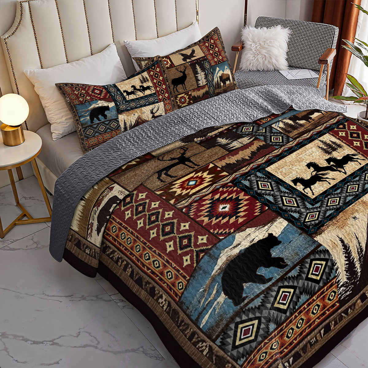 Shineful All Season Quilt 3-Piece Set Tribal Spirit Journey