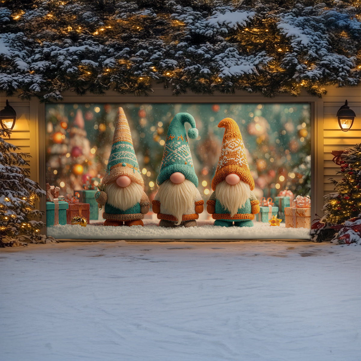Shineful Garage Door Banner Decoration Holiday Gnome Friends