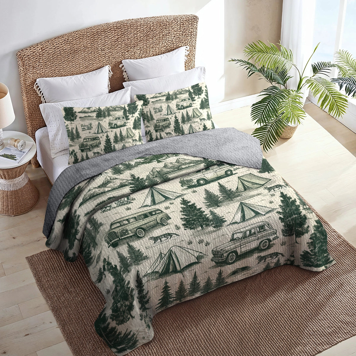 Shineful All Season Quilt 3-Piece Set - Rustic Camping Adventure