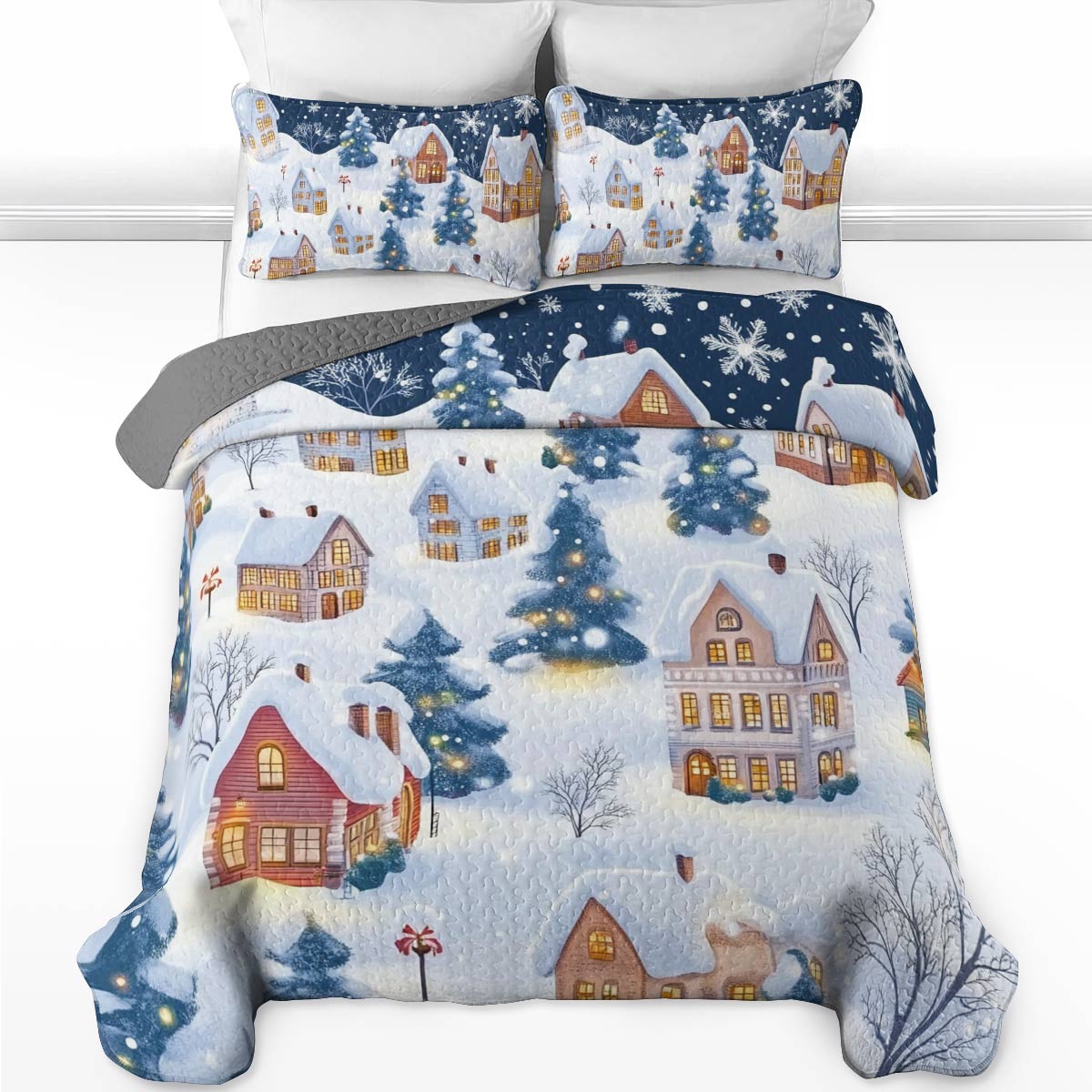 Shineful All Season Quilt 3-Piece Set Peace Village Christmas