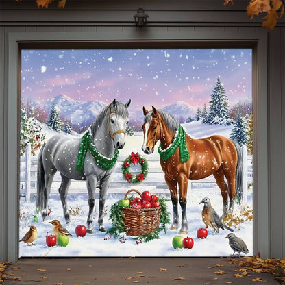 Shineful Garage Door Banner Decoration  Holiday Stable Elegance