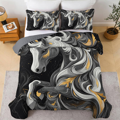 Shineful All Season Quilt 3-Piece Set Abstract Horse Cowboy