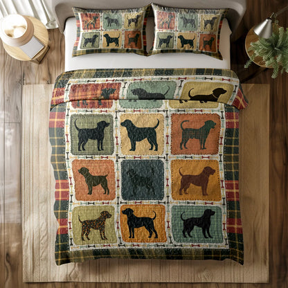 Shineful All Season Quilt 3-Piece Set Rottweiler Silhouette Cozy