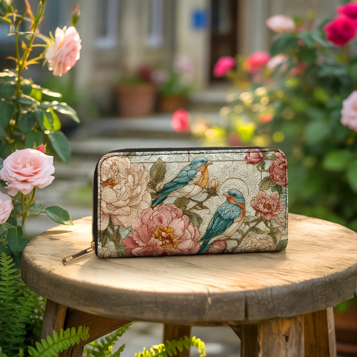 Shineful Leather Clutch Purse With Wristlet Strap Handle Still Morning