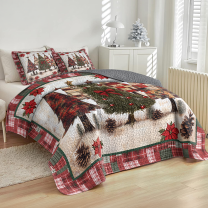 Shineful All Season Quilt 3-Piece Set Plaid Christmas Pines